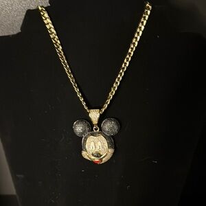 Gold Plated Mickey Mouse Pendant Necklace